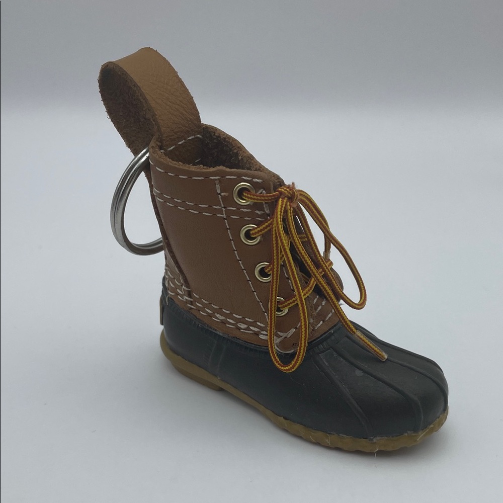 LL Bean, Keychain/Accessory/Ornament, Classic Duck Boot, Tan/Brown Leather, 3”